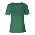 thumbnail image 3 of Wyobmus Womens Casual Summer Tops Round Neck Batwing Short Sleeve Leisure Tee Shirt Lightweight Solid Color Stretch Blouse Loose S-2X Green, 3 of 4