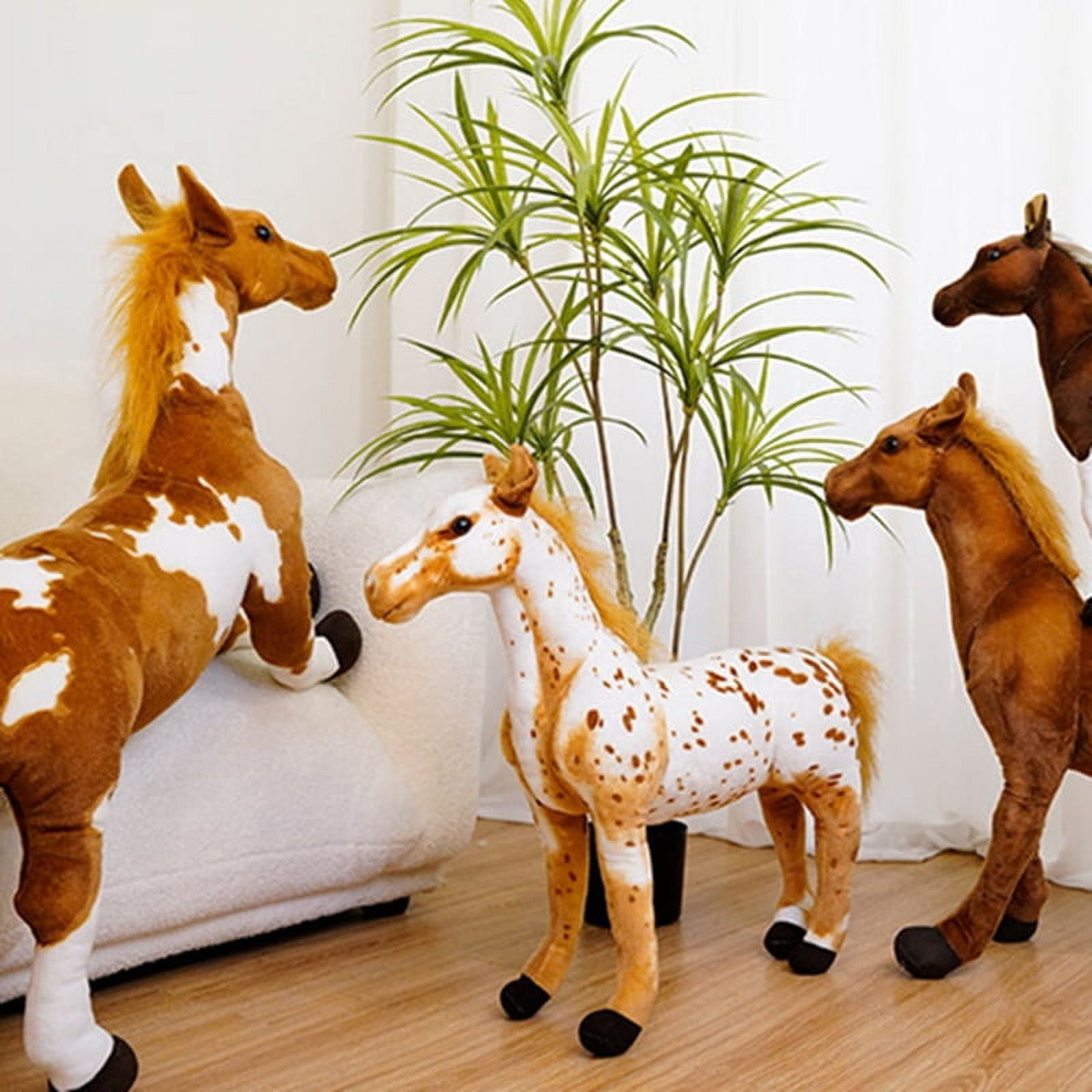 Realistic Horse Plush Toy, Soft Lifelike Stuffed Horse, Detailed Equestrian Plushie for Kids, Adults & Horse Lovers, Perfect Birthday, Christmas & Equestrian Gift