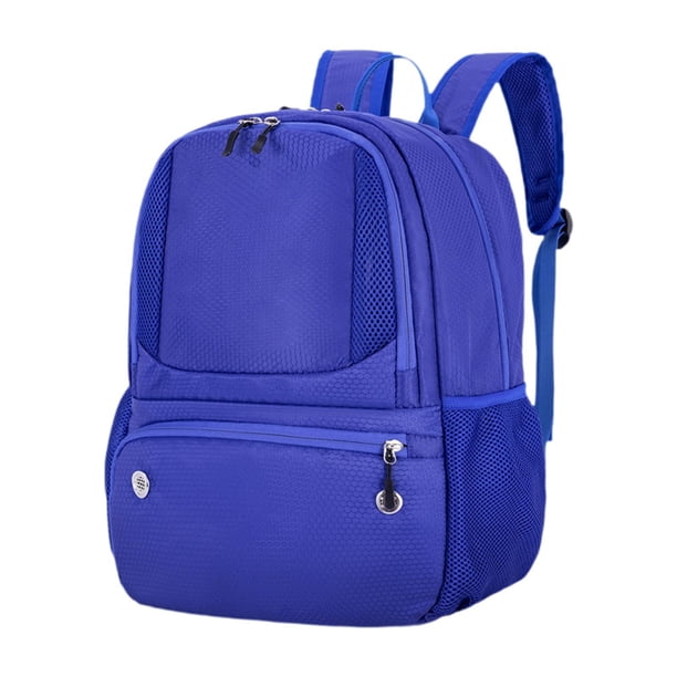 Mochila de entrenamiento de baloncesto y fútbol, transpirable y con compartimento para zapatos. Azul