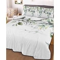 thumbnail image 2 of Eucalyptus Leaves Summer Quilt Set Twin Size, Soft Microfiber Quilted Bedding Set with 2 Pillow Shams, Watercolor Weeping Teal Botanical Lightweight All Season Bedspread Coverlet for Bedroom 68"x86", 2 of 6