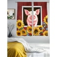 thumbnail image 3 of Pigs Sunflowers Sheer Curtains 72 Inch Length 2 Panels Set Window Treatments, Farmhouse Red Barn Flowers Animals Rod Pocket Semi Curtains for Living Room/Bedroom/Kitchen Décor, 104"W x 72"L, 3 of 7