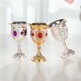 thumbnail image 4 of 2pcs Small Alloy White Wine Goblets Flower Pattern Cup Wine Cup for Party, 4 of 9