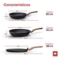 thumbnail image 2 of Juego de 3 Piezas de Sartenes y Crepera Ultrachef 20 cm 24 cm 28 cm revestimiento antiadherente de piedra de Alemania, 2 of 7