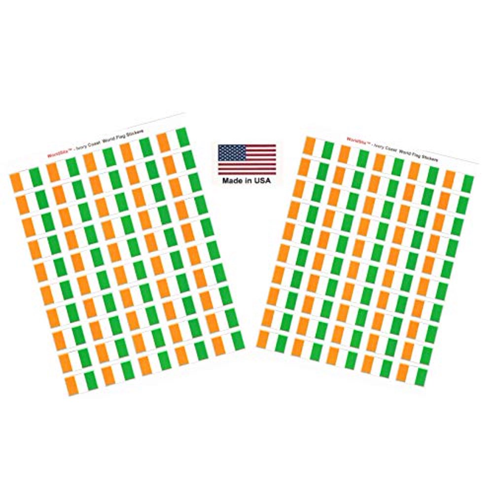 Made in USA! 100 Country Flag 1.5" x 1" Self Adhesive World Flag