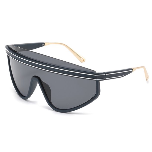 Tendencia de moda, gafas de sol de una sola pieza con montura grande, gafas de sol populares, hechas de PC