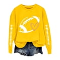thumbnail image 3 of GILIGEGE Football Sweatshirts for Women,Sleeve Stitch Detail Double-Sided Rugby Print Long Sleeve Top,Vintage Distressed Design Warm Autumn Loose Fit Sports Fan Daily Wear Pullover Yellow L, 3 of 7