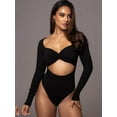 thumbnail image 6 of Hollow Out Long Sleeve Sexy Bodysuit For Women Tops Winter New Square Collar Strapless Skinny Partyl Sexy Bodysuits, 6 of 7