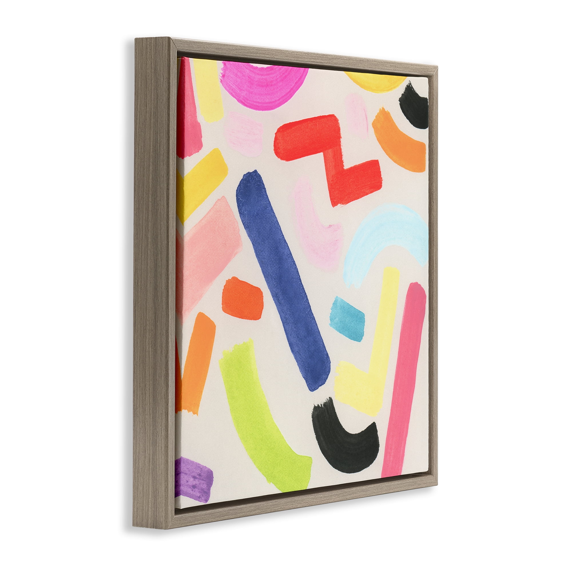 Stupell Industries Scattered Retro Shapes Abstract Painting Brown Floater Framed Canvas Art Print Wall Art, 18 x 18