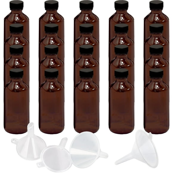 Botella DIDITIME de vidrio ámbar con tapones en forma de embudo, paquete de 24 unidades, 60 ml