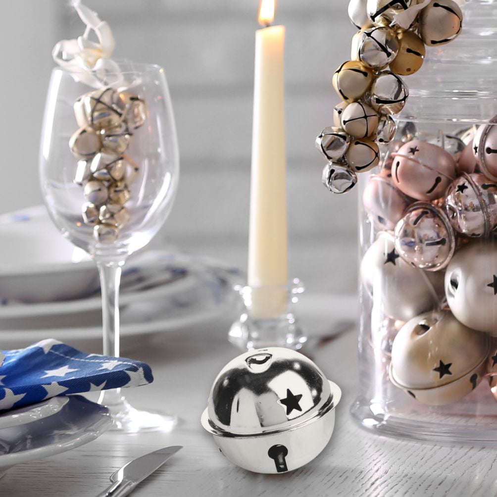 12pc Silver Sleigh Bell Set - for Christmas and Winter Decor - Factory Direct Craft
