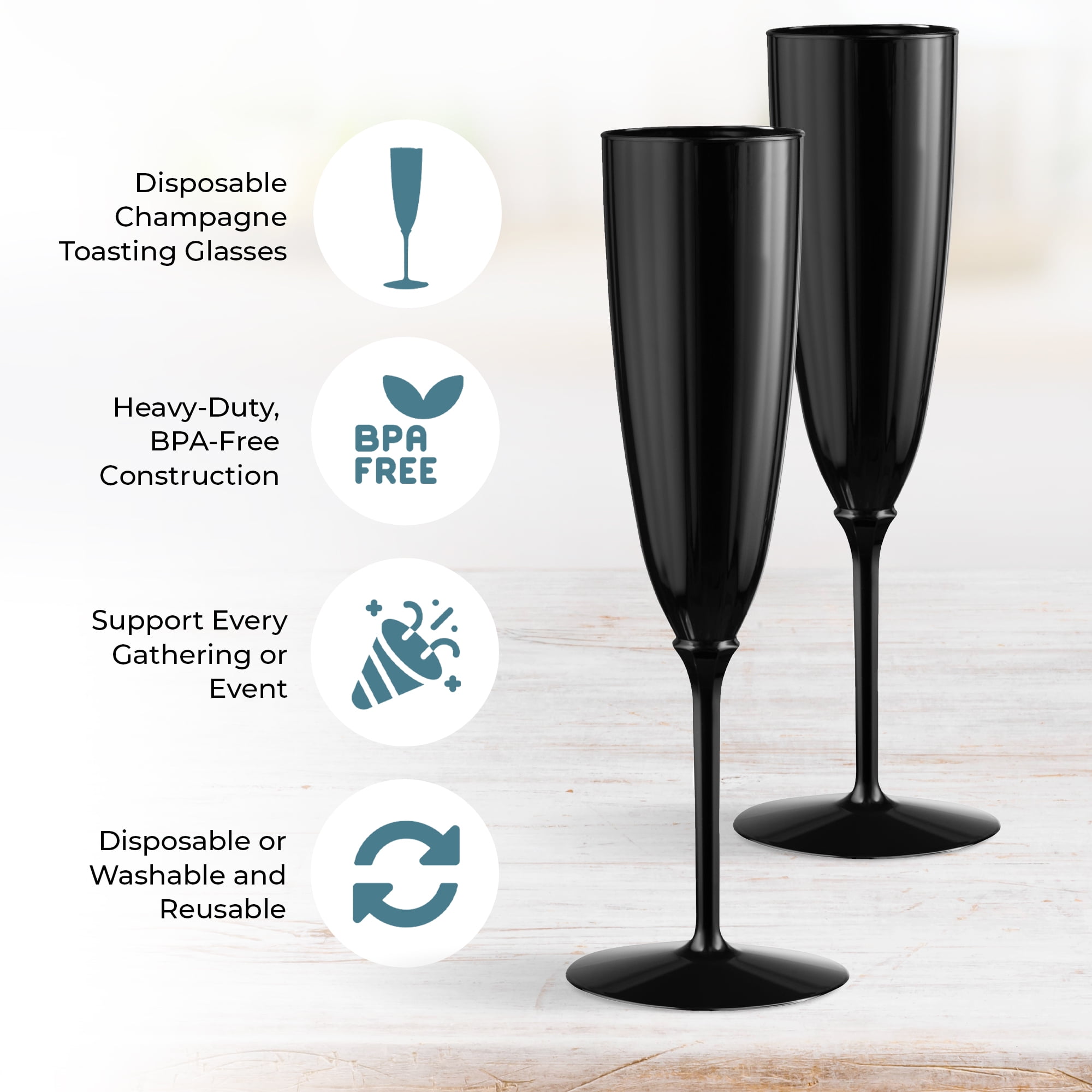 Glass Champagne Flutes - Iridescent Foil — White Confetti Box