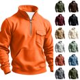 thumbnail image 4 of Mens Quarter Zip Pullover Sweatshirt Fall Winter Long Sleeve Casual Plain Stand Collared Sweatshirts with Pockets, 4 of 6