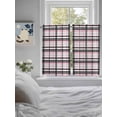 thumbnail image 4 of Tier Curtains 45 Inches Long, Pink Black Plaid Window Treatment Curtain Drapes, Farmhouse Pink Black Checkered Small Curtain Drapes for Bathroom Laundry Room, 27.5"x45", 2 Panels, 4 of 7