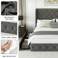 thumbnail image 2 of Breltam Queen Size Bed Frame with 4 Storage Drawers, Wingback Tufted Headboard, LED Lights, Light Grey Velvet Upholstered Platform Bed, No Box Spring Needed, 2 of 8