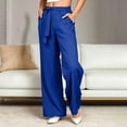 thumbnail image 4 of Qingpeng Womens Plus Size Wide Leg Pants High Waisted Elastic Palazzo Casual Pants Beach Trousers with Pockets, 4 of 7