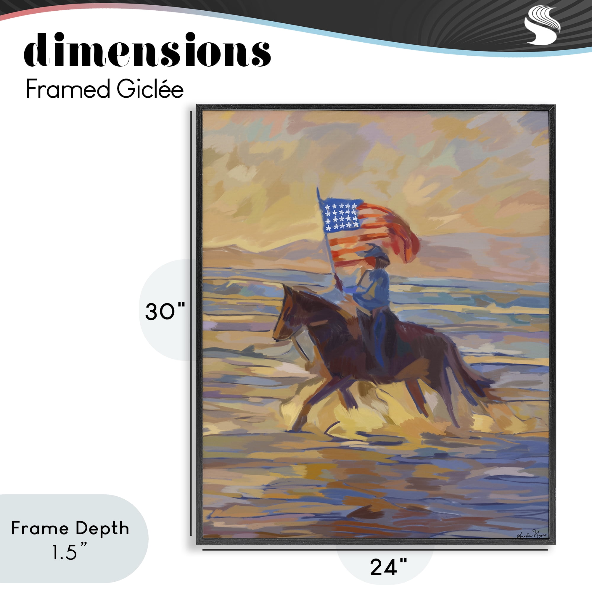 Stupell Industries American Cowgirl Abstraction Black Framed Giclee Art, design by Amelia Noyes