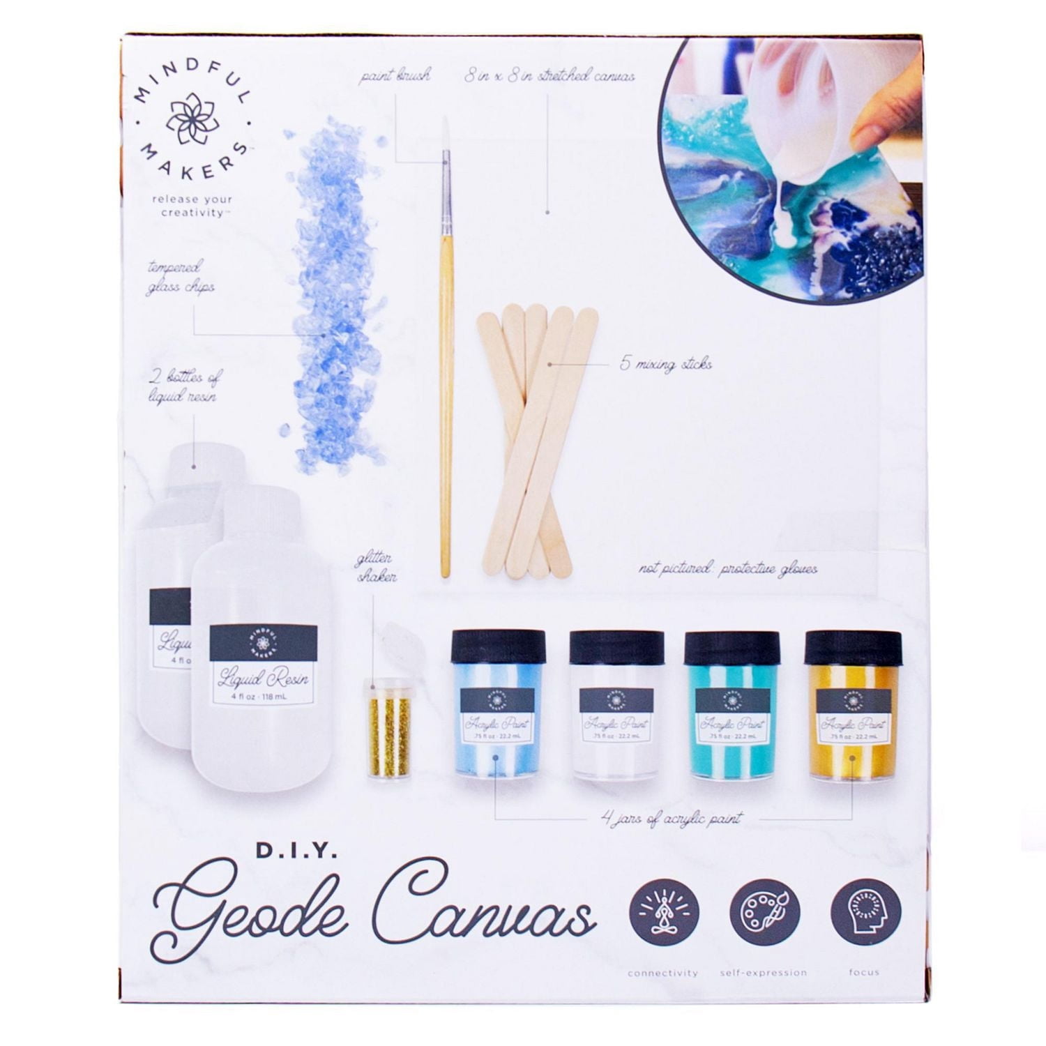 Mindful Makers™ D.I.Y. Sapphire Geode Canvas Set, 8 in. x 8 in. Canvas