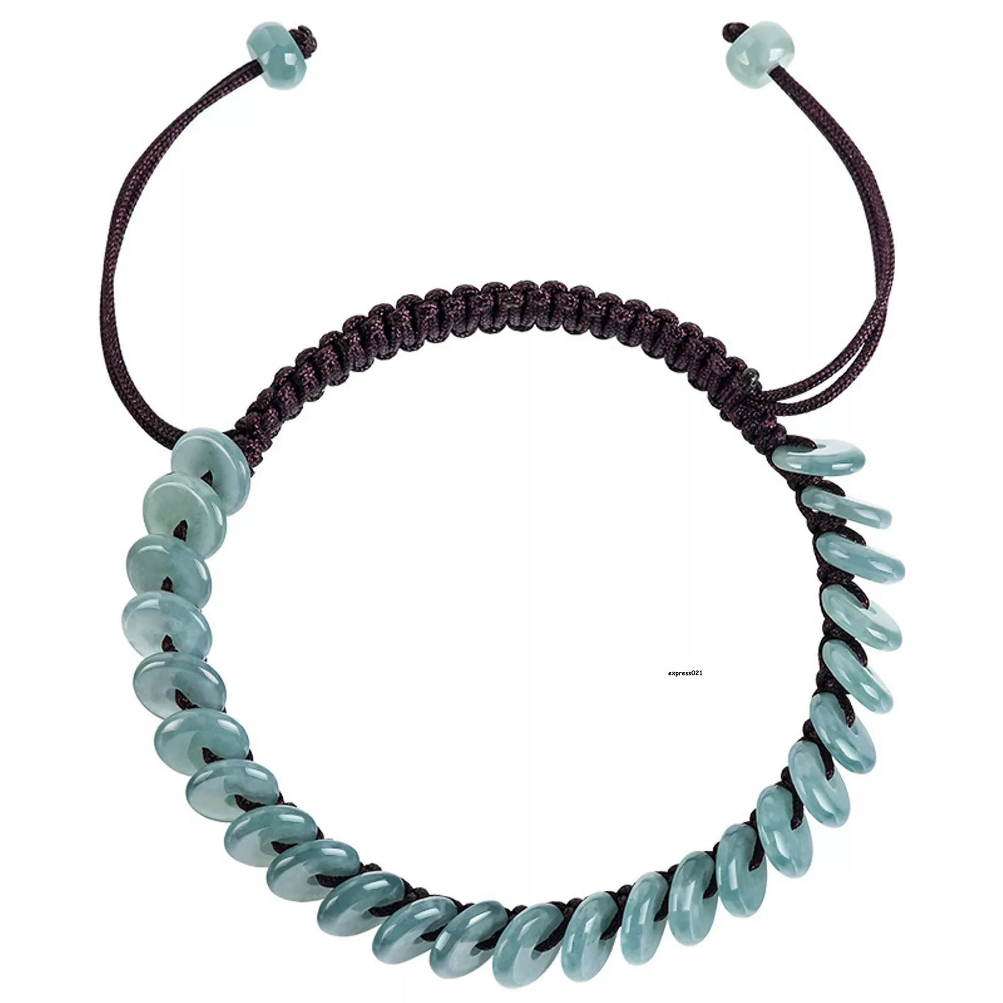 HOOUN Natural Grade A Jade Jadeite Women Round Buckle Beads String Braided Bracelet