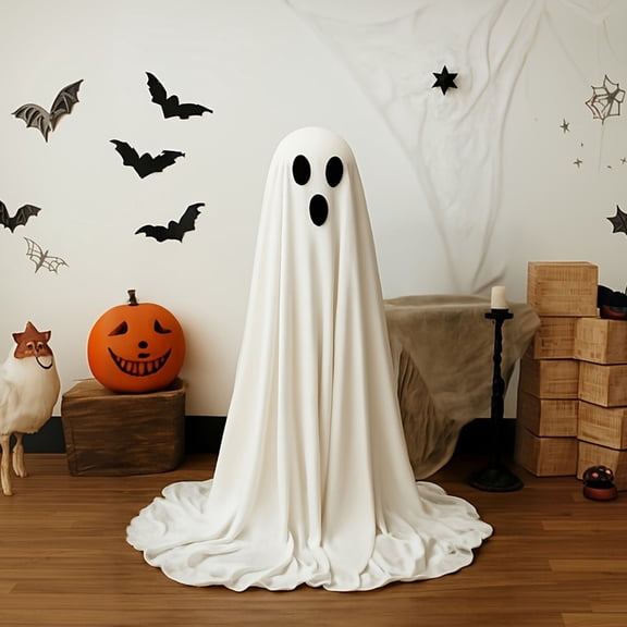 Ghost Decorations for Halloween, Fabric Ghosts, Light-Up Ghosts with LED Light for Indoor/Outdoor Party Display