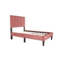 thumbnail image 6 of Poundex Adjustable Pink Headboard Twin Bed Frame in Brushed Linen Pink, 6 of 8