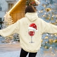 thumbnail image 6 of Kaprioy Oversized Sweatshirt For Women Christmas hat Graphic Christmas Winter Sweatshirt Fall Fashion Long Sleeve Clothing Beige, XXXL, 6 of 8