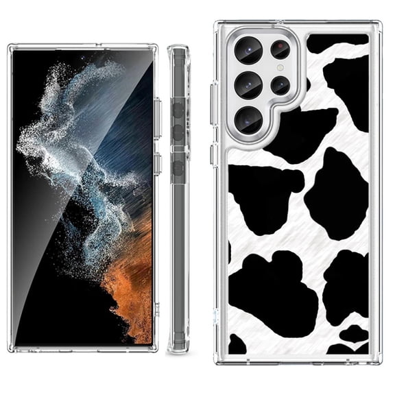 Shockproof Bumper Phone Case for Samsung Galaxy S23 Ultra 5G, by OneToughShield ® - Cow Skin Design