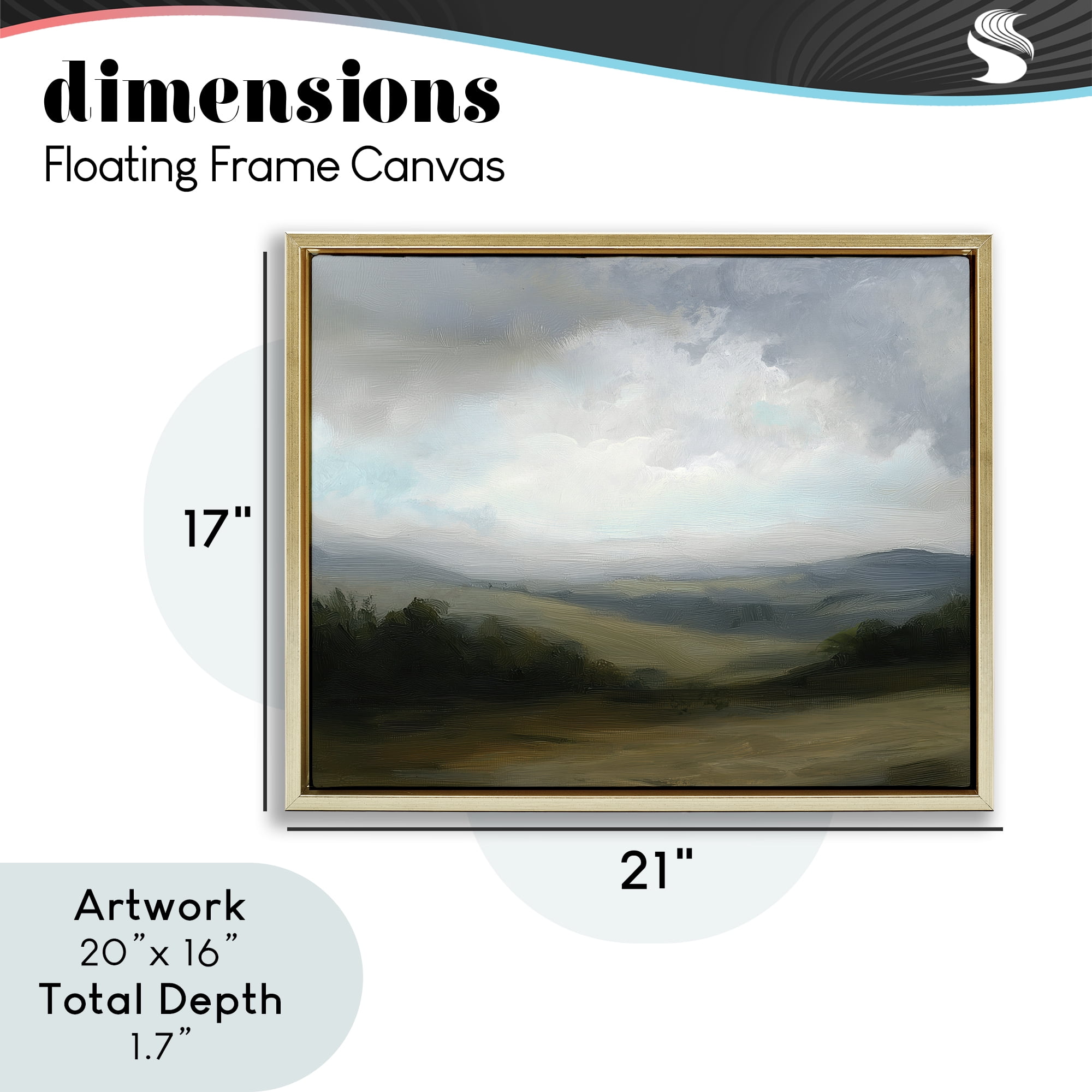Stupell Industries Refreshed Quiet Rolling Hills Gold Framed Floater Canvas Wall Art, design by Annabelle Hall