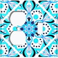 thumbnail image 4 of Metal Light Switch Plate Cover Neon Blue Mandala Flower Tile Pattern MDL033, 4 of 13