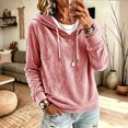 thumbnail image 4 of Miqool Womens Velour Pullover Hoodies Fall Winter Casual Loose Fit Drawstring Long Sleeve Sweatshirt Tops, 4 of 6