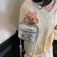 thumbnail image 4 of Wynndora Mini Box Crossbody Bag, Silver Quilted Metallic Purse with Chain Strap, Top Handle & Heart Charm, Women's Evening Clutch, 4 of 11