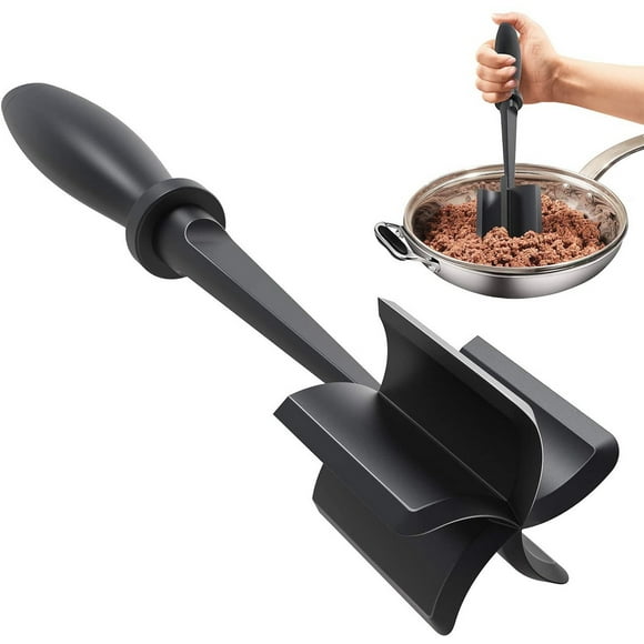 Upgrade Meat Chopper, Heat Resistant Meat Masher for Hamburger Meat, Ground Beef Smasher, Nylon Hamburger Chopper Utensil, Ground Meat Chopper, Non Stick Mix Chopper, Potato Masher,1pc