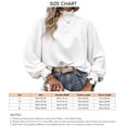 thumbnail image 6 of Women Long Sleeve High Neck Blouse Stylish Loose Pure Color Spring Autumn Women Pleated Ruffle Trim Puff Sleeve Shirt White L, 6 of 6