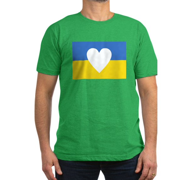 CafePress - Ukraine Heart T Shirt - Men's Fitted T-Shirt