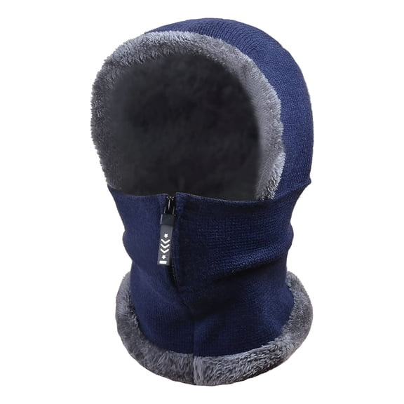 TELOLY Women Balaclava Beanie Fleece Hood Cycling Ski Thermal Face Cover Hat Winter Warm Cap Scarf for Cold Weather Navy
