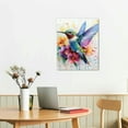 thumbnail image 2 of Patifu Hummingbird Flowers Watercolor Splashes Canvas Wall Art Living Room Bedroom Home Office Decor 16x20 in, 2 of 5