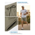 thumbnail image 4 of HISDERN Mens Athletic Shorts 7.8" Inseam 4-Way Stretch Drawstring Waist Shorts Khaki Nylon Spandex Gym Shorts, 4 of 8