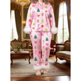 thumbnail image 3 of LMLYSoH Women's Plus Size Pajama Sets Fashionable Christmas Tree Printed Long Sleeve Button Down Tops with Pants 2Pcs Soft Sleepwear, 3 of 9