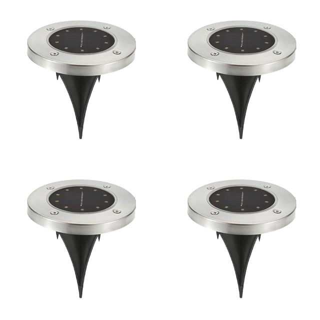 SolarGroundLights,4PackWaterproofIn-GroundOutdoorLandscapePathwayLightingSensorDiskLightsforGarden,Patio,Walkway,Lawn,Driveway,Yard