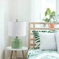 thumbnail image 5 of Elegant Designs 19" Floral Textured Eyelet Pattern Contemporary Bohemian Ceramic Endtable Bedside Table Desk Lamp with White Fabric Shade, Sage Green, 5 of 9