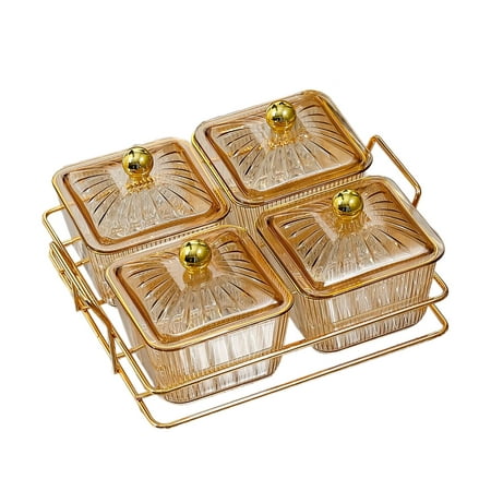 

Divided Serving Dishes Nuts Tray Food Storage Box Snack Dishes Appetizer Serving Tray Brown 4 Grids