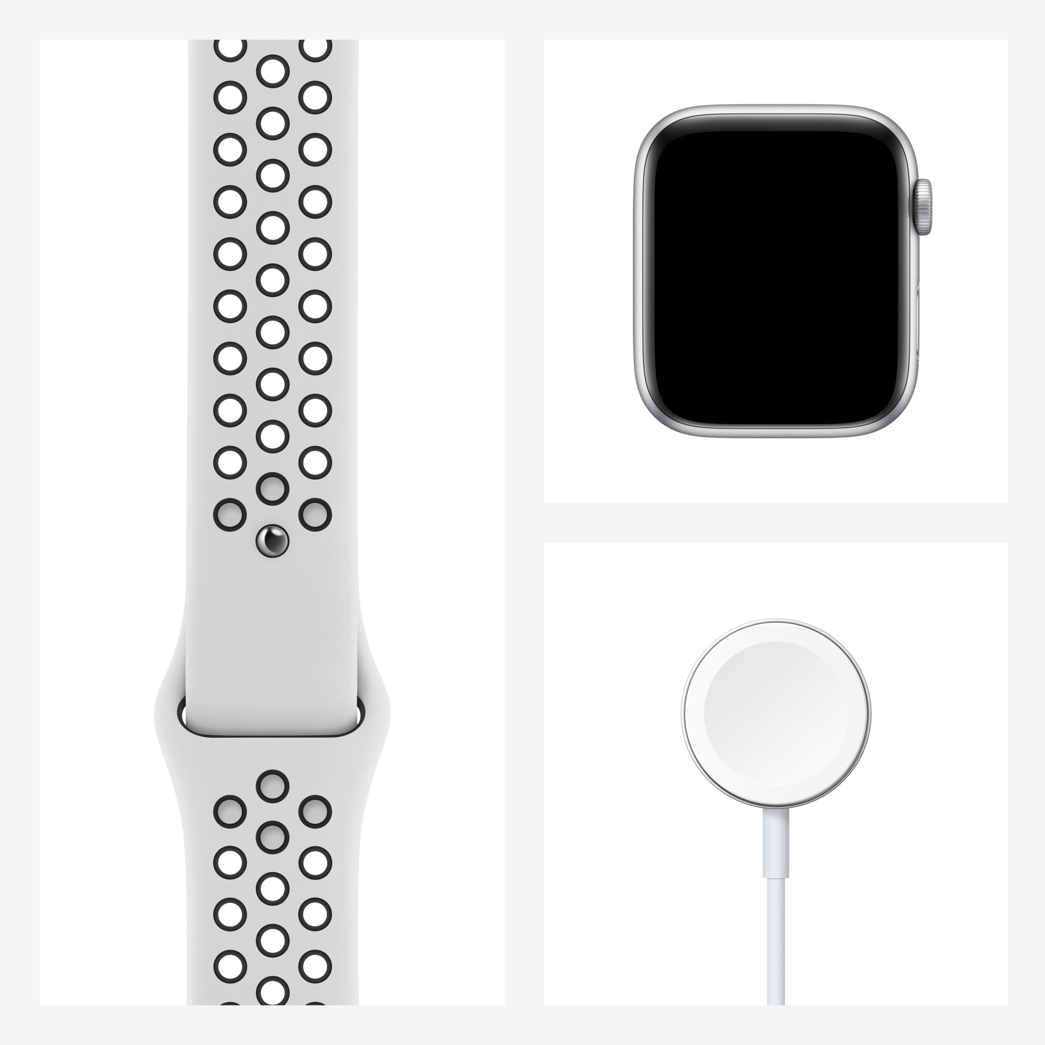 Apple Watch SE (GPS) 44mm Silver Aluminum Case with Pure Platinum/White Nike Sport Band