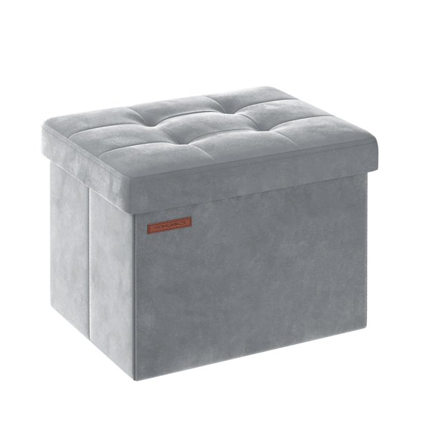 Reposapiés plegable Storage Ottoman SONGMICS, 31 x 41 x 31 cm, color gris