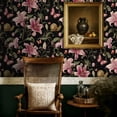 thumbnail image 5 of Magic Peel and Stick Wallpaper Pink Lilies Butterflies Snail Dark Floral Wall Mural 17.7in x 9.8ft Self Adhesive Removable Wall Paper Renter Friendly Wallpaper for Bedroom Kitchen Livingroom, 5 of 8