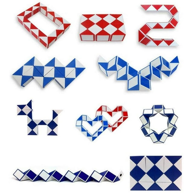Magic Fidget Snake Cube Twist Puzzle 24 Knots, Magic Snake Sensory Toy Collection, Brain Teaser Stocking Stuffers Party Favor, Transformable Snake Twist Stress Reliever for Kid Adult (Random-B 1PC)