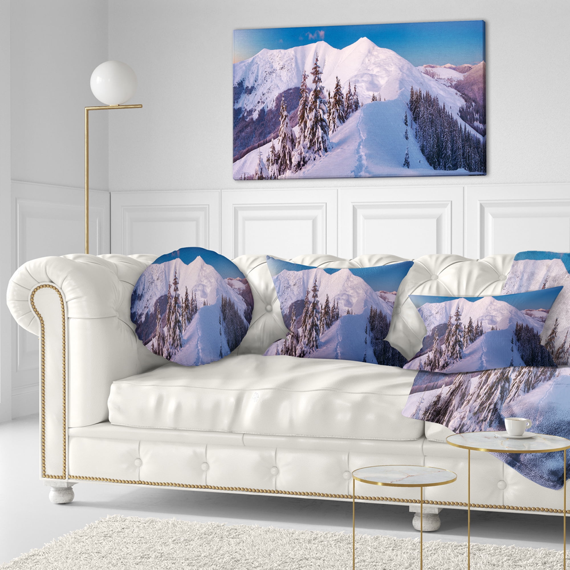 Designart 12" x 20" Blue Polyester Throw Pillow