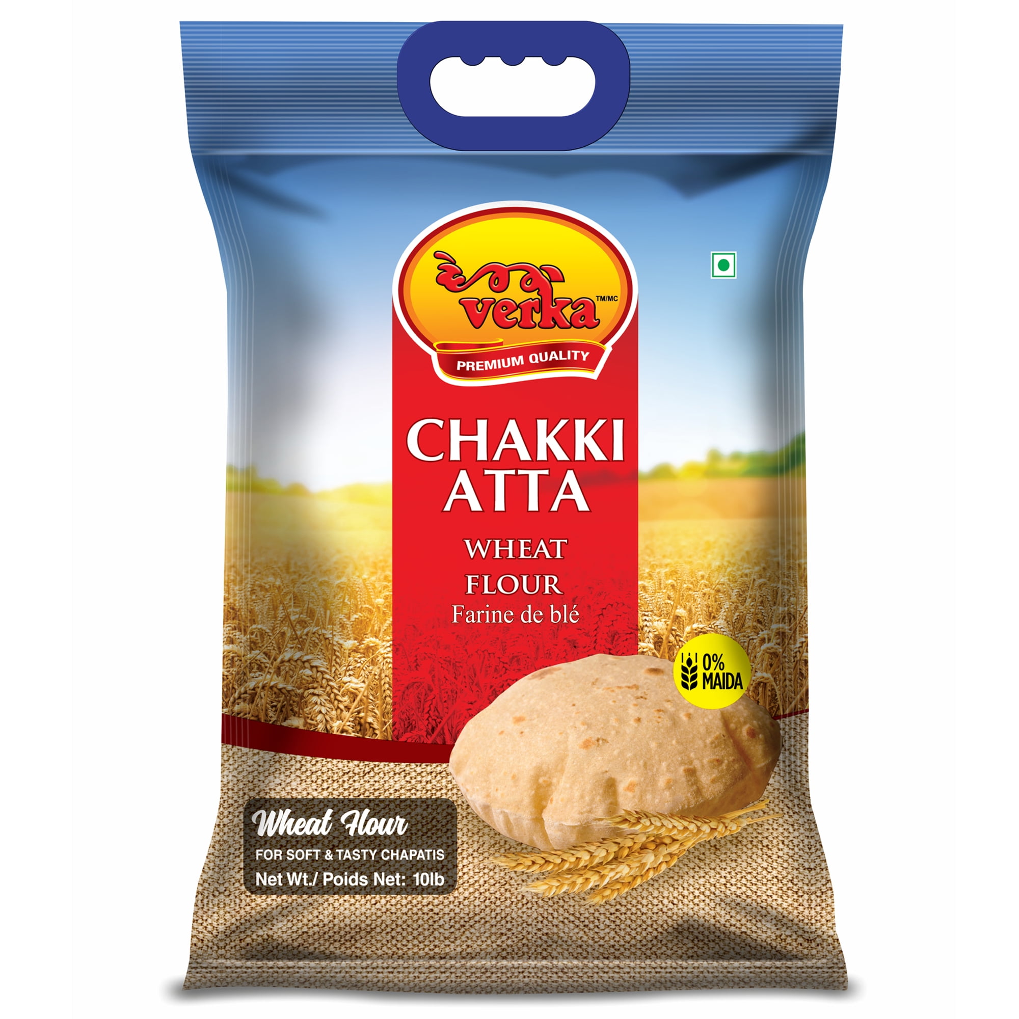 Verka Chakki Atta, 10lbs, Wheat Flour, 0% Maida