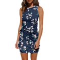 thumbnail image 4 of Vestido largo con cuello redondo a la moda para mujer, vestido estampado con fajas de manga corta Pompotops ghjkhdj1720, 4 of 9