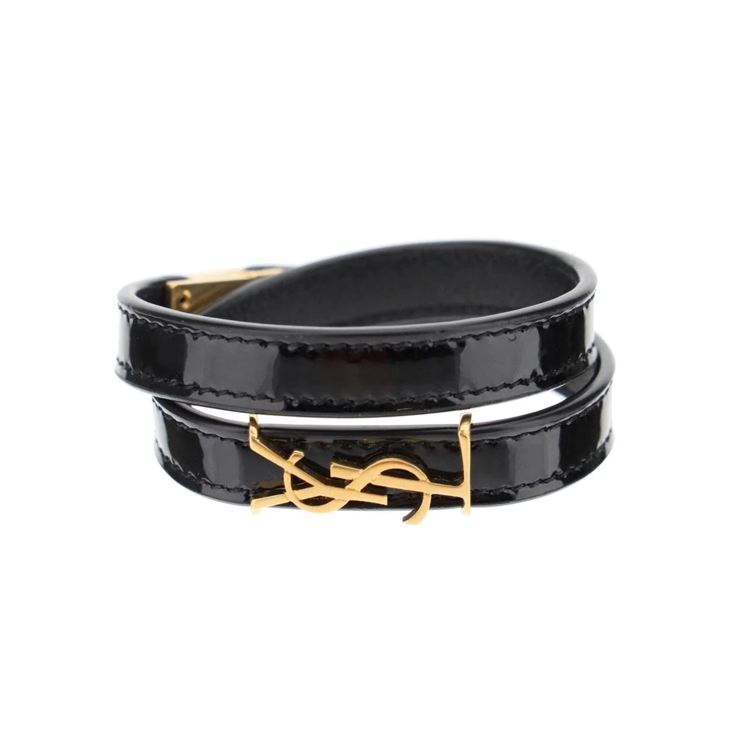 Salvatore Ferragamo Gancini Double Wrap Leather Bracelet in Black | Stylemi