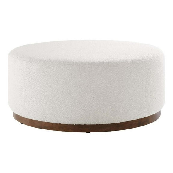Pemberly Row Performance Velvet Upholstered Ottoman in Cloud Walnut