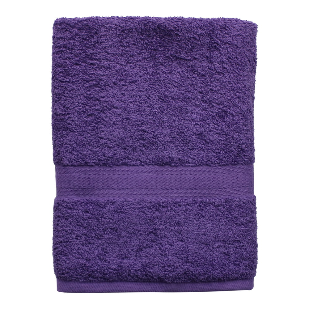 Mainstays Basic Solid Bath Towel, Purple Iris
